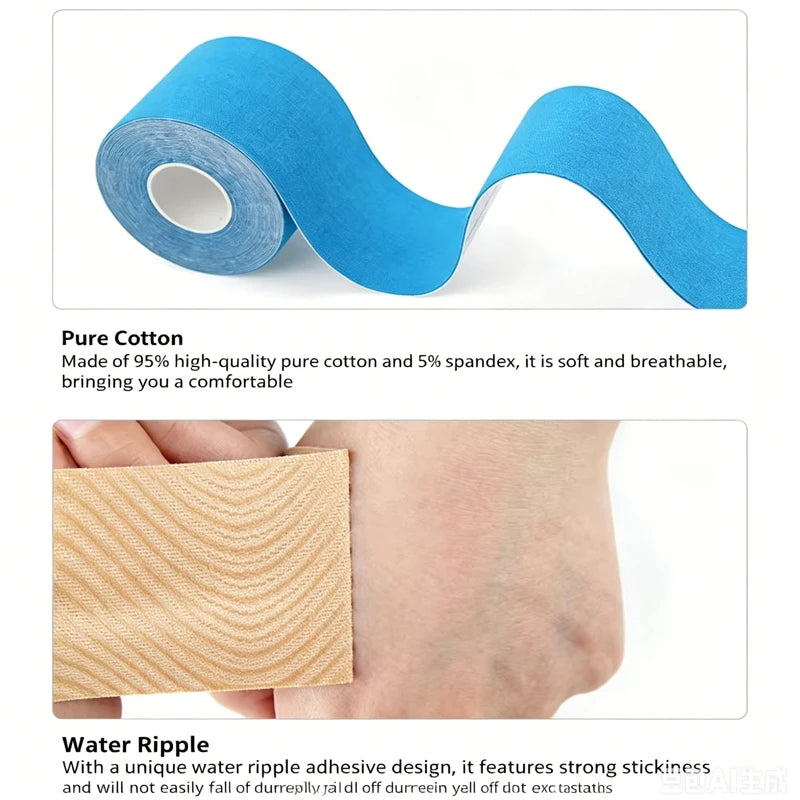 1 Rolls Kinesiology Tape Waterproof Athletic Tape Uncut Kinetic Tape Elastic Muscle Knee Tape for Exercise and Daily Use 3 Size
