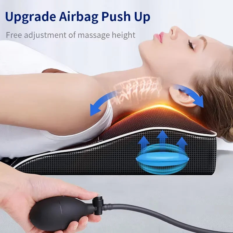 Jinkairui Electric Shiatsu Massage Pillow Neck Airbag Traction Body Massager Car with Heating and Vibration Function