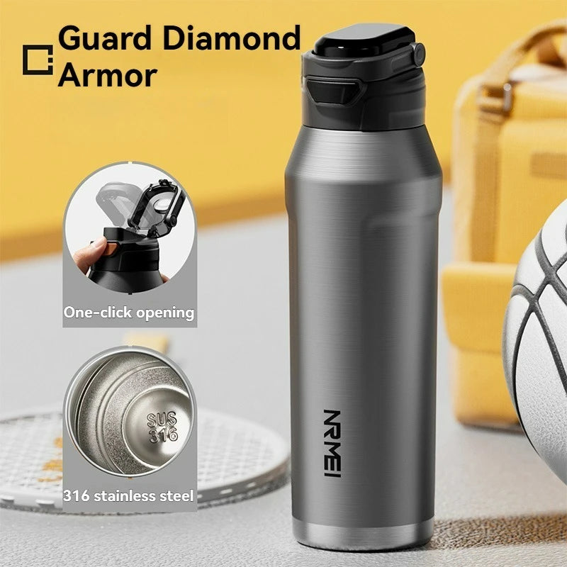 700ml 1000ml Stainless Steel Tumble Cycling Keep Heat and Cold Water Bottle Sports Kettle Straw Handle Fitness Cup