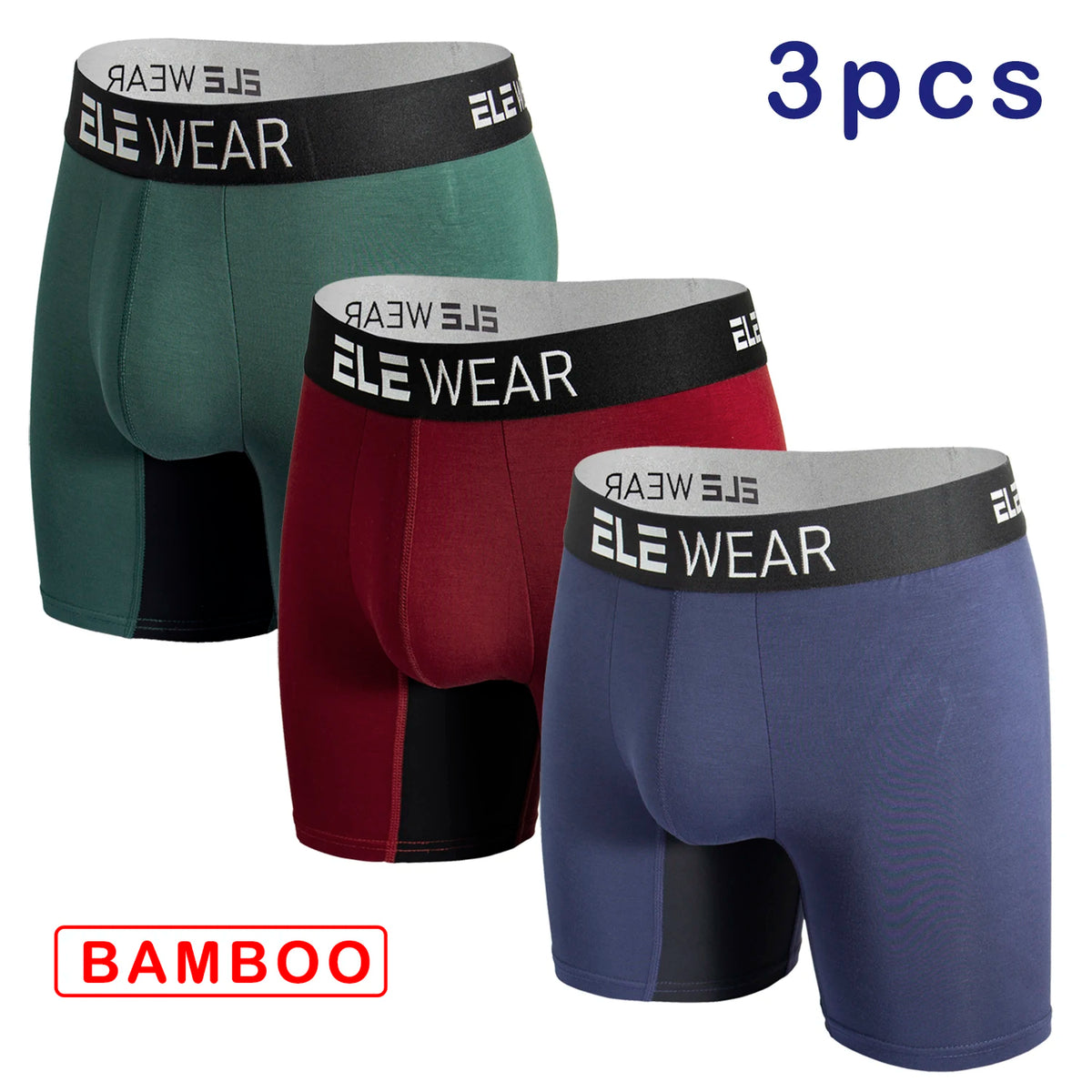 Bamboo Men's Underwear Long Sports Underwear, Moisture-Wicking, Boxer Briefs For Men