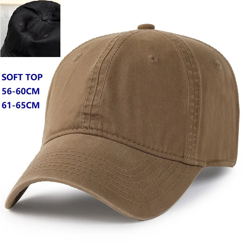 Men Women Oversize XXL 100% Cotton Baseball Cap, Large Hat for Big Heads 56-63cm (23.5'-25.5'), Adjustable Plain Dad Cap