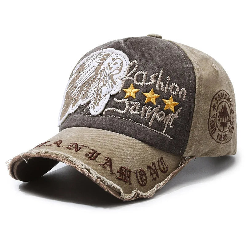 Unisex Washed Cotton Vintage Cap Letter Embroidery Baseball Cap Men And Women Outdoor Sports Hats
