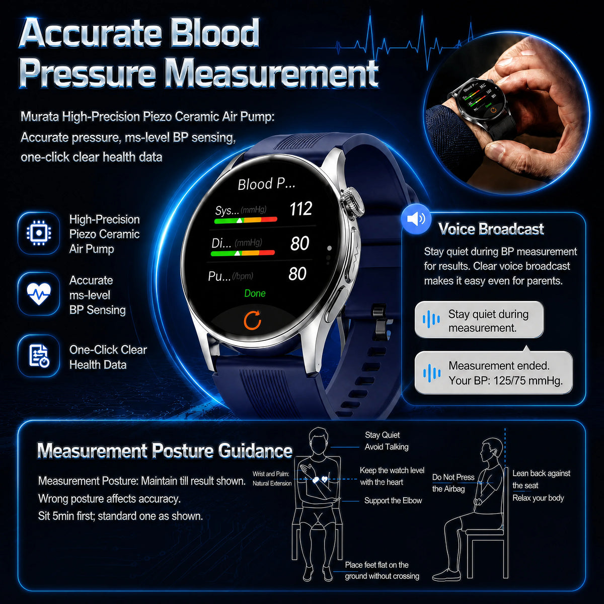 2026New TPU Air Sac Air Pump Smart watch Professional Display ECG+PPG Uric Acid Monitoring BT Call Health Smart Watch For Adult