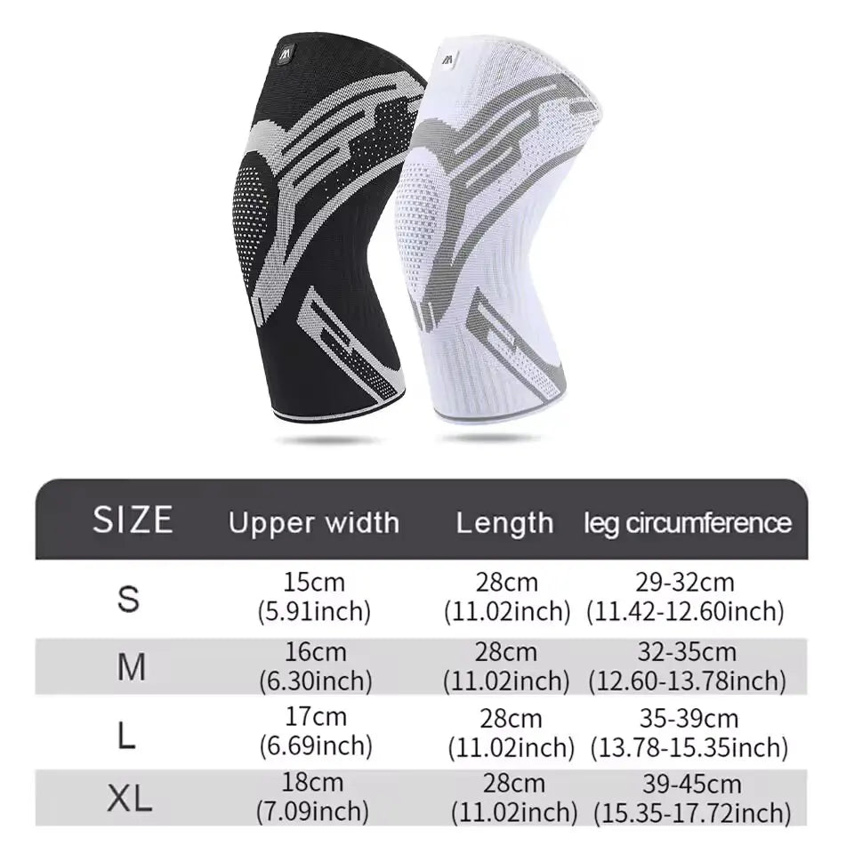 1 Pc Compression Knee Support Sleeve Elastic Breathable Knee Pads Brace Springs Gym Sports Protector Basketball Volleyball Run