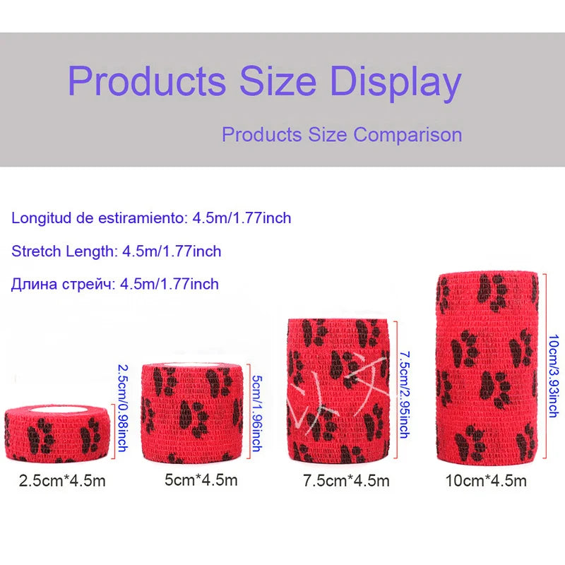 1 Pcs Printed Therapy Elastic Bandage Bands 4.8m Sports Colorful Self Adhesive Wrap Tape for Finger Joint Knee Animal Pet