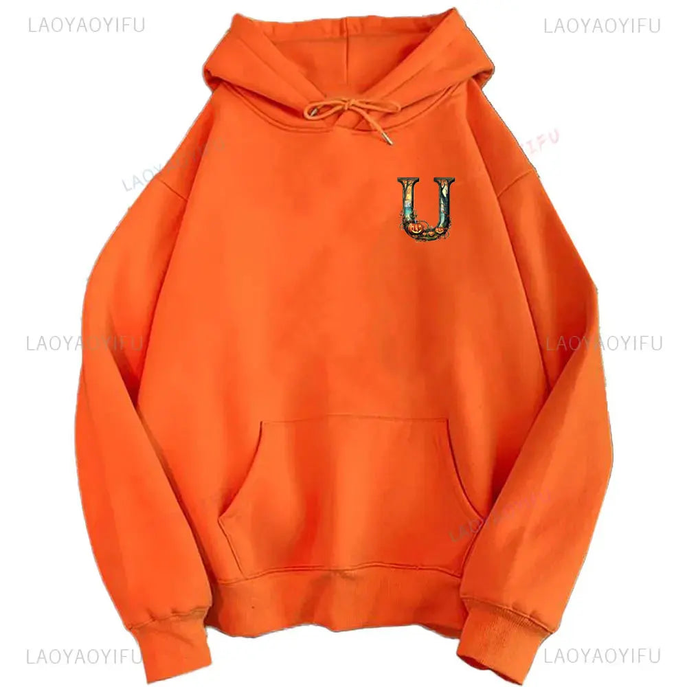 2024 Halloween Orange Hoodie Kawaii Halloween Pumpkin bowknot Women's Hoodie Harajuku Halloween Print Autumn Warm Unisex Hoodie