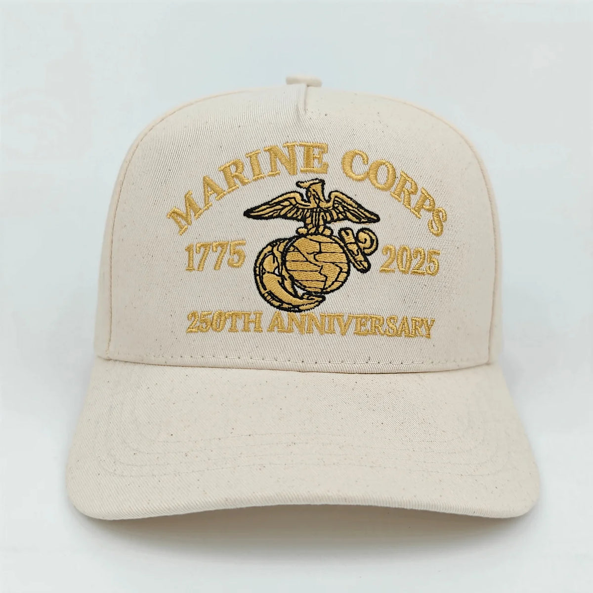 U.S. Marine Corps 250th Anniversary Official Baseball Cap - Knitted with 1775 - 2025 Logo Pattern, Decorated with the American F