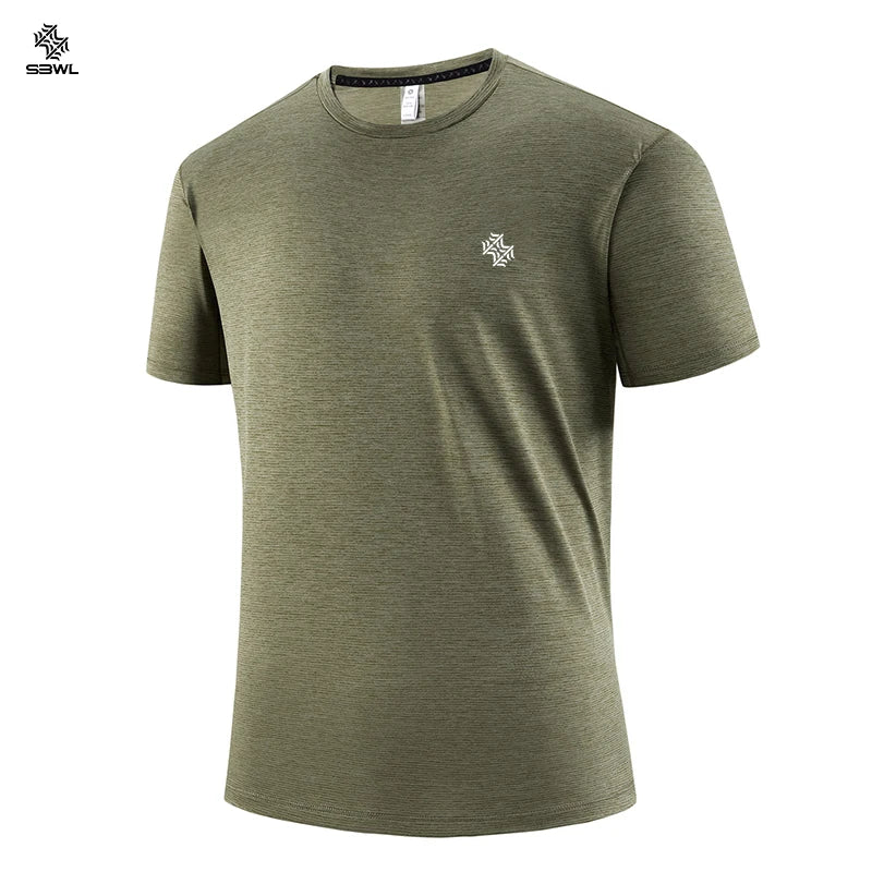 SBWL Fashion Football Style Men's Outdoor Running Fitness Loose Short Sleeve T-Shirt Breathable Quick Drying Casual Gym Tops