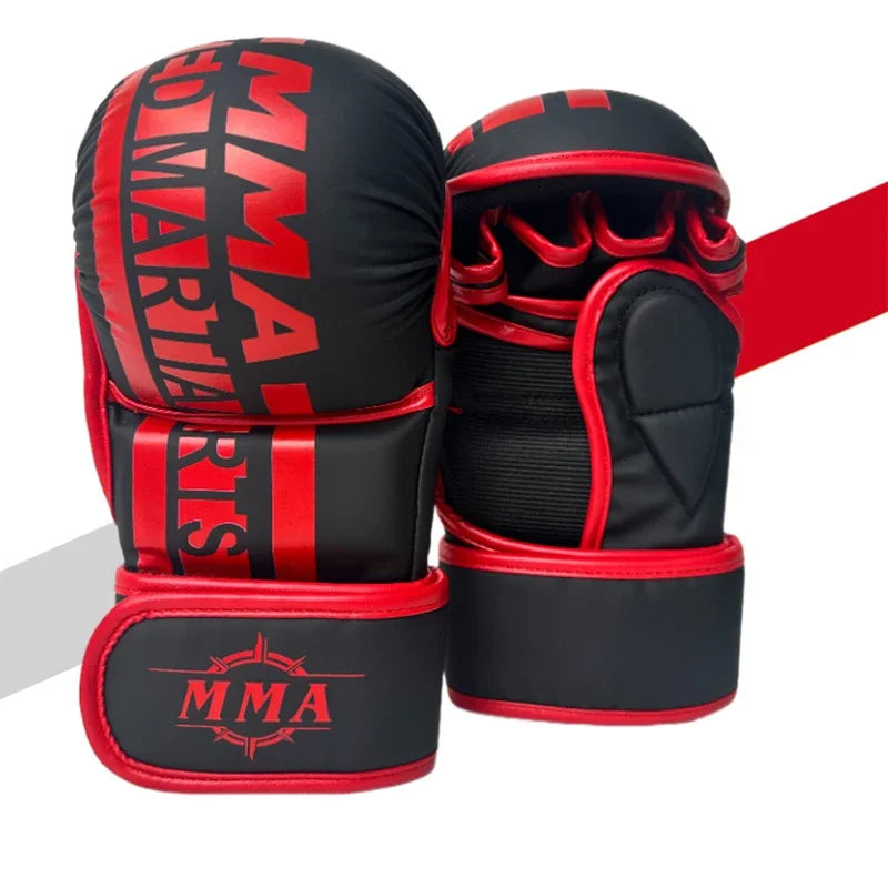 Professional MMA Boxing Gloves for Men & Women - Half-Finger Thick Durable Design with Adjustable Wrist Straps for UFC Training
