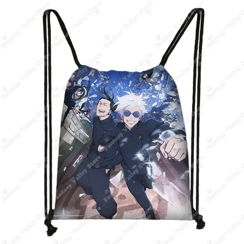 Anime Jujutsu Kaisen Backpacks Gojo Satoru Yuji Itadori Drawstring Bag Harajuku Large Capacity Storage Bags Outdoor Shoulder Bag