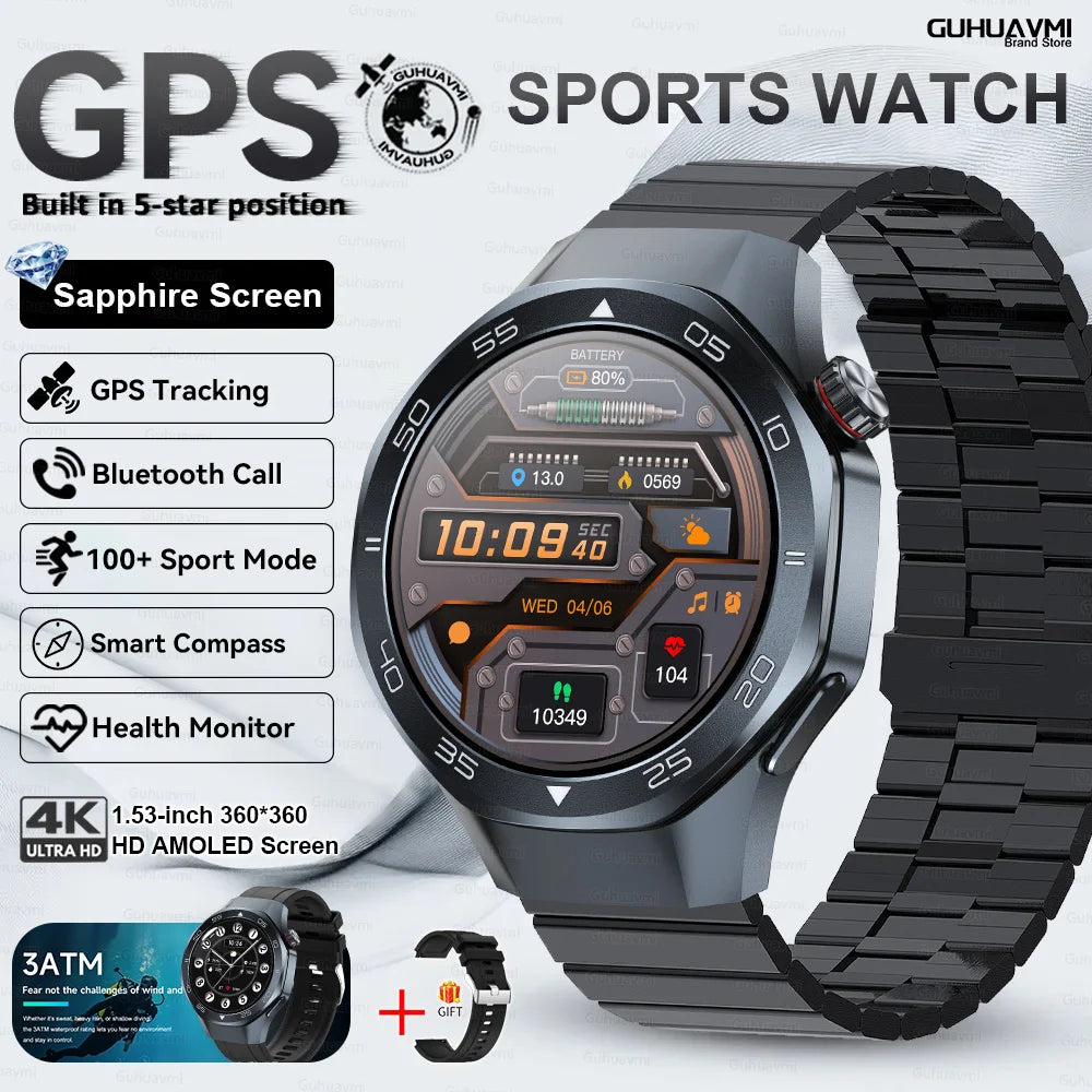 New Watch 6 Pro SmartWatch Built-in GPS Bluetooth Call Heart Rate 3ATM Waterproof 1.53