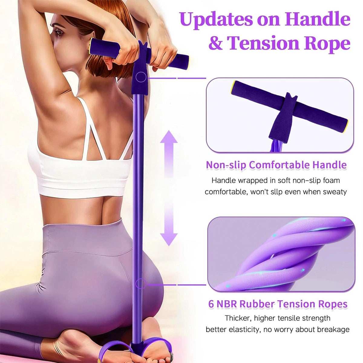 6-Tube Pedal Resistance Band Multifunctional Abdominal Workout Tensioner Home Fitness Elastic Rope Yoga Training Equipmen