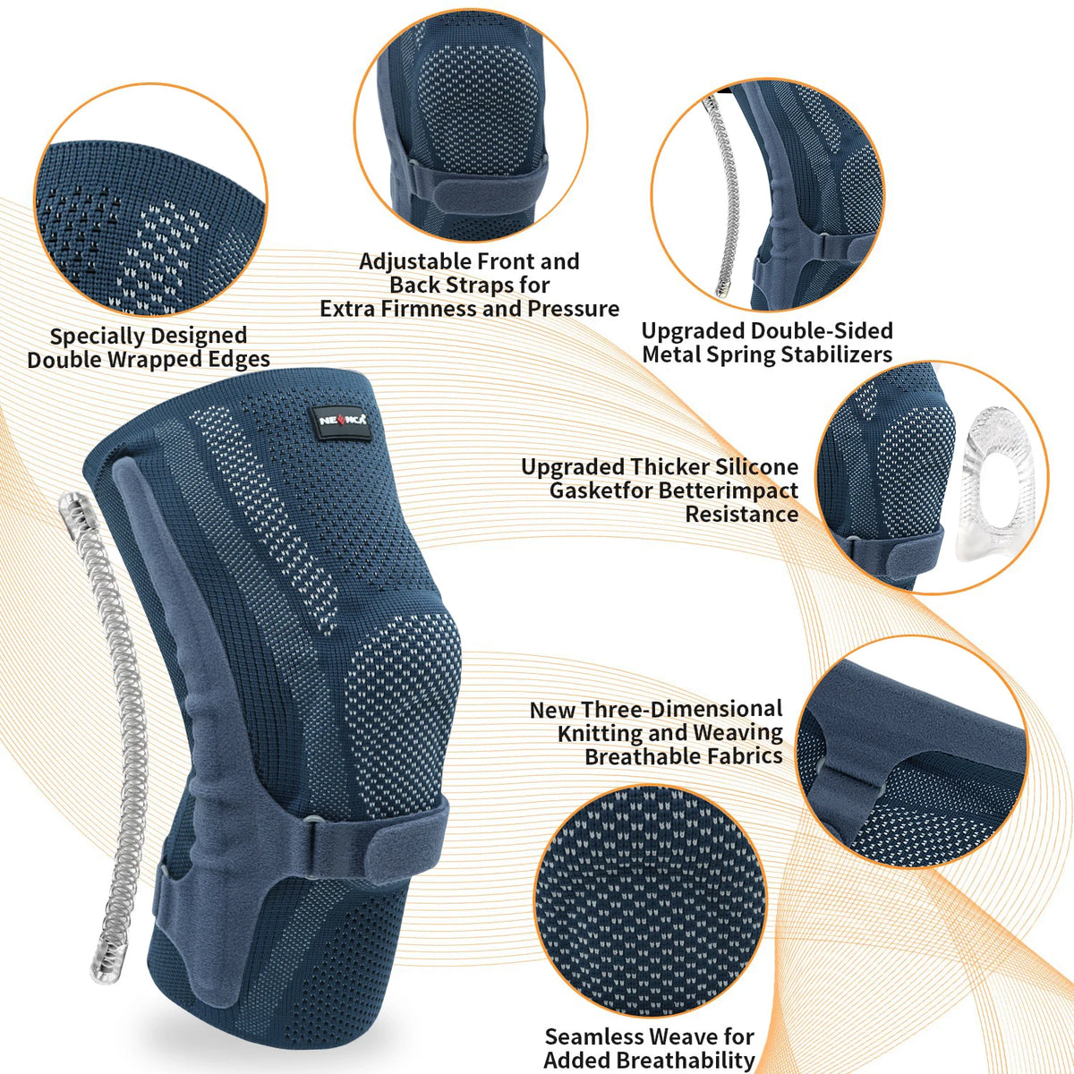 NEENCA Knee Brace with Patella Pad & Side Stabilizers,Knee Compression Sleeve Support for Women and Men ACL/PCL, Running Sports