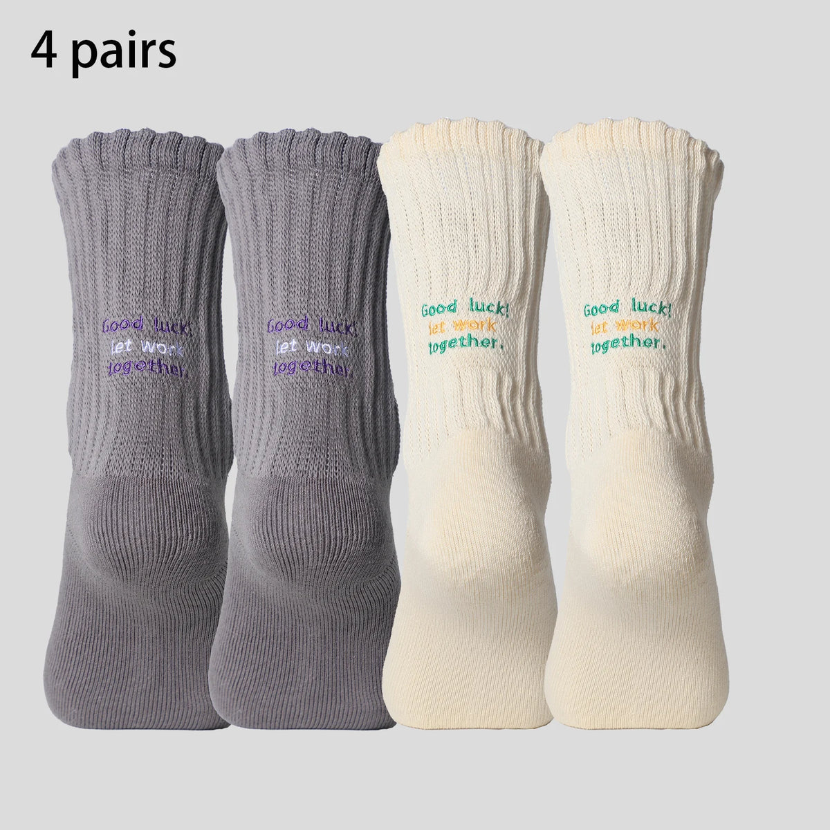 4 Pairs Men's Cotton Work Socks Cushioned Long Running Breathable Ankle Crew Socks Casual Socks for Men Cycling Socks