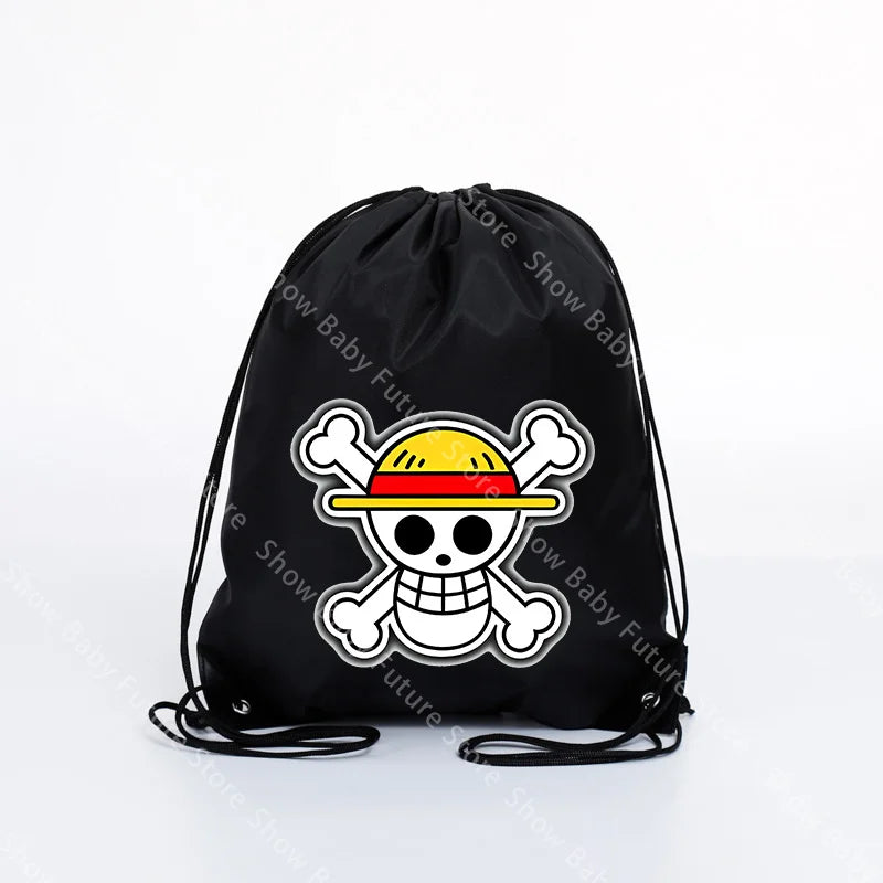 Big 45x45CM Cartoon One Piece Drawstring Bag for Adult Luffy Zoro Fashion Swim Ride Running Sport Backpack Portable Storage Bags