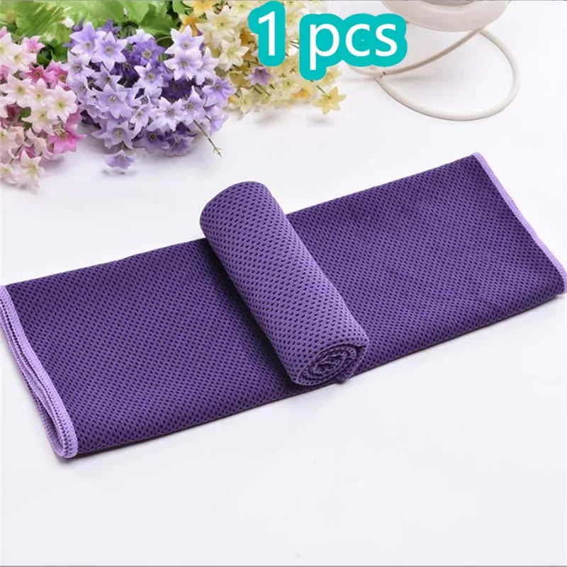 1-100 pcs Sport Towel with Mini Silicon Gel Set Portable Cold Towel Fitness Sport GYM Running Outdoor Quick Dry Cool Towel