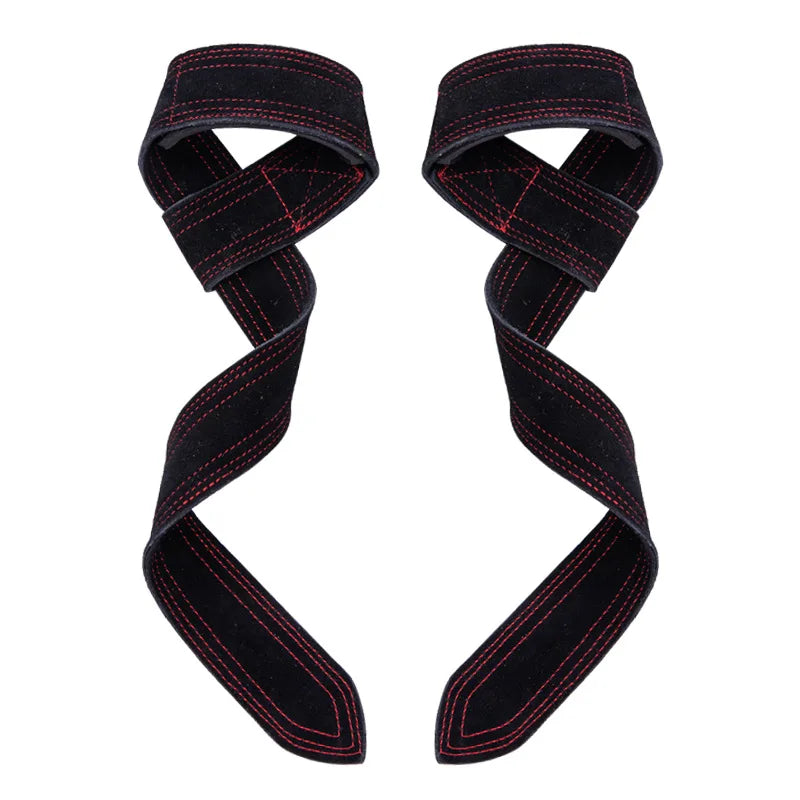 Leather Weight Lifting Wrist Straps Pull-ups Bands Fitness Bodybuilding Training Gym Lifting Straps with Non Slip Cowhide Grip