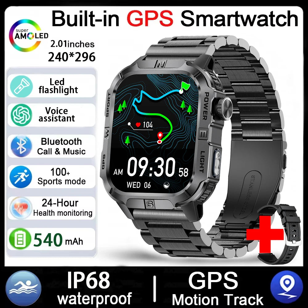 2026 Outdoor New 540mAh Battery T-Rex 3 Military Grade Smart Watch Men IP69K Waterproof GPS HD Bluetooth Call 100+Sports Watch