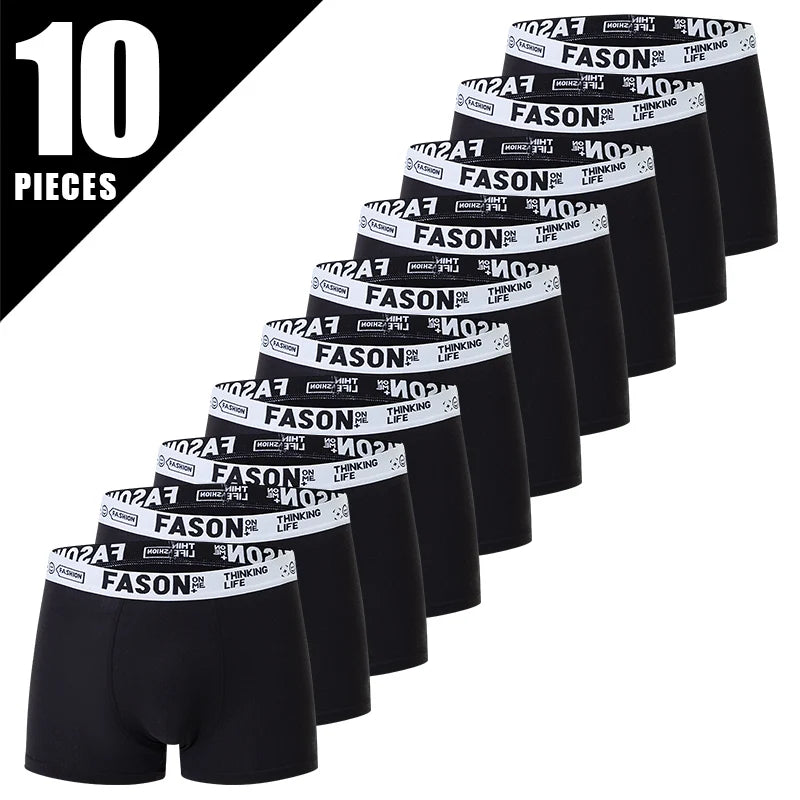 4/10 Men's Youth Four Seasons Black Basic Solid Color Trendy Elastic Waist Letter Flat Corner Shorts Sports Quadrangle Shorts