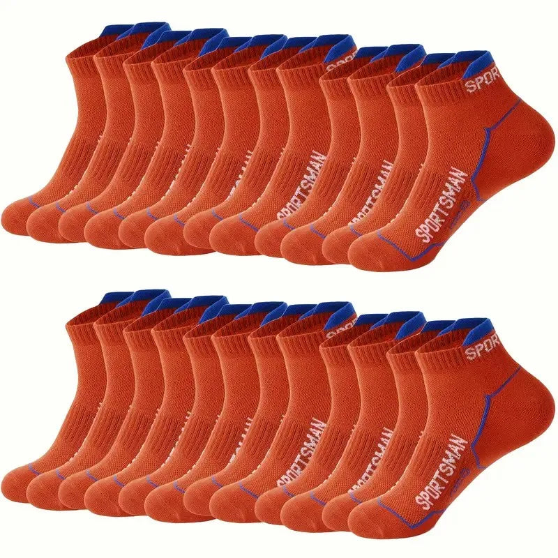 10/12 Pairs High-Quality Knitted Anti Odor Men Sports Socks Summer Sweat Absorbing Mesh Breathable Couple Running Casual Socks