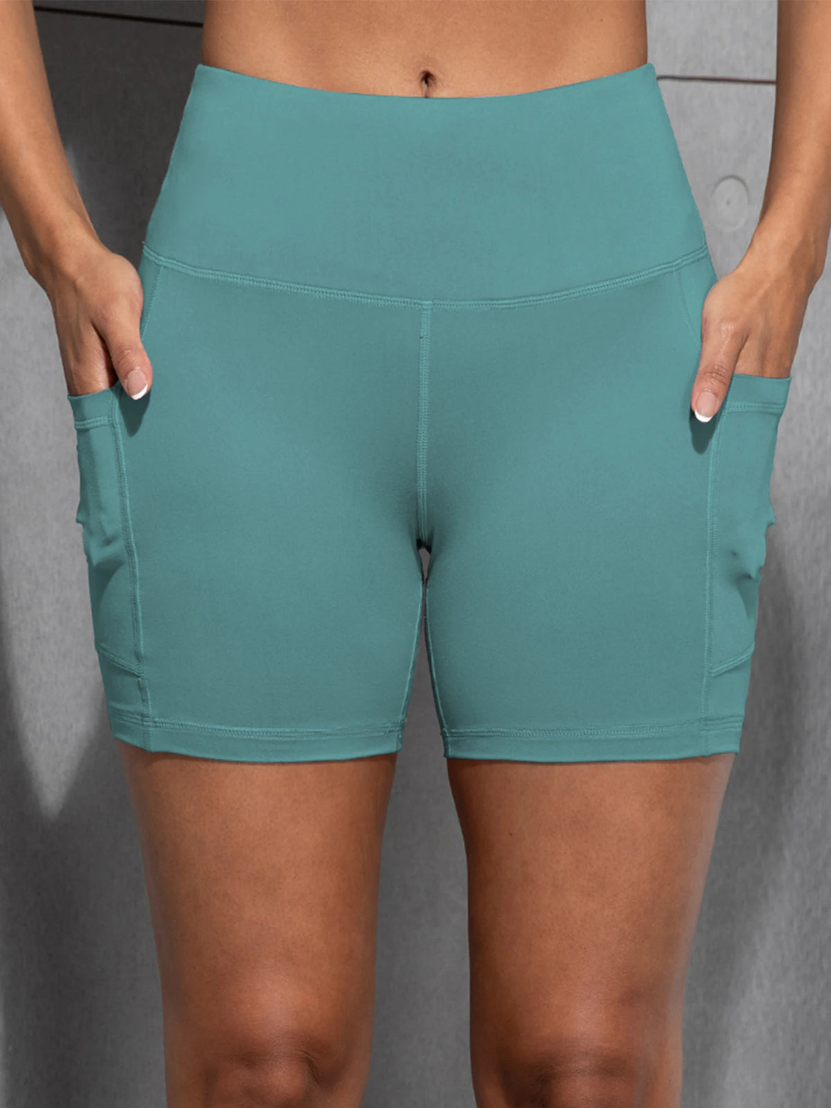 CHRLEISURE Yoga Shorts with Pockets High Waist Butt Lifting Cycling Tight Elastic Slim Running Fitness Women Shorts Sportswear