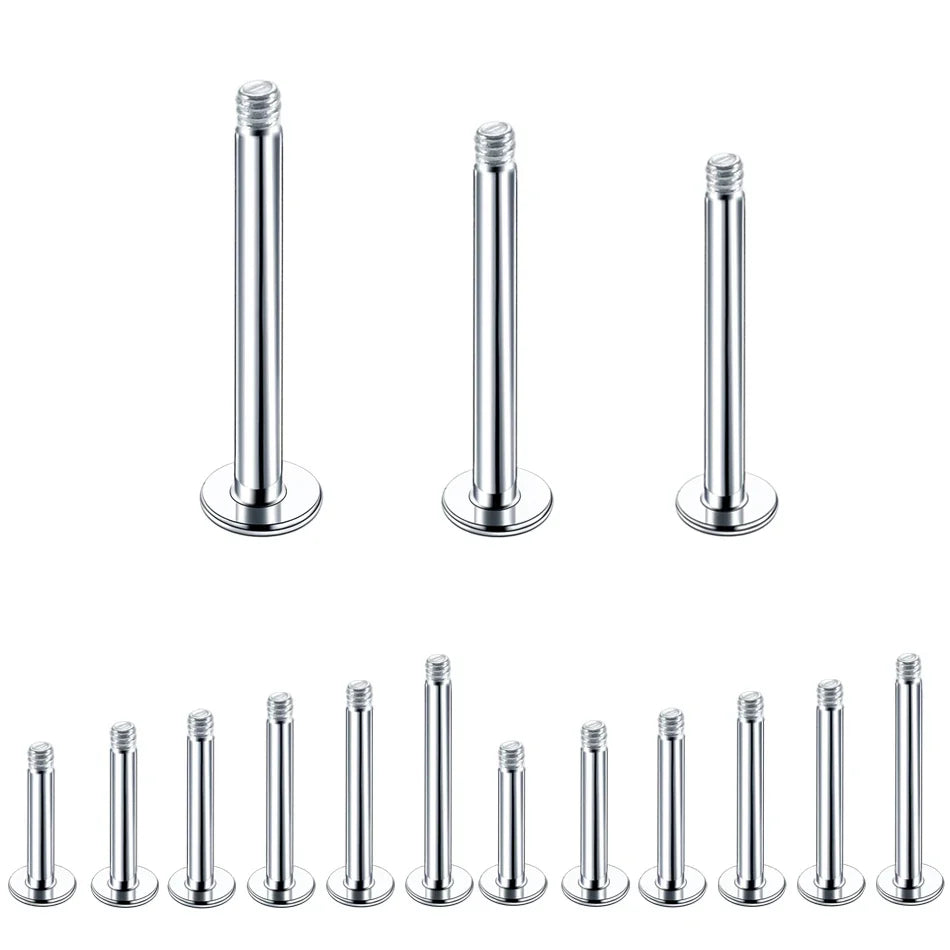 100Ps/lot Steel Labret Bar Parts Screw Thread Head 16G Labret Post Barbells Only For Lip Piercing Earring Stud Body Jewelry gift