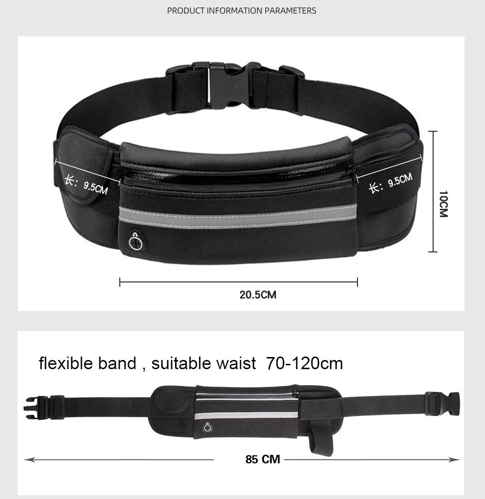 Running Belt Waist Bag with Water Bottle Holder Sports Fanny Pack Women Men Hydration Phone Holder Pouch