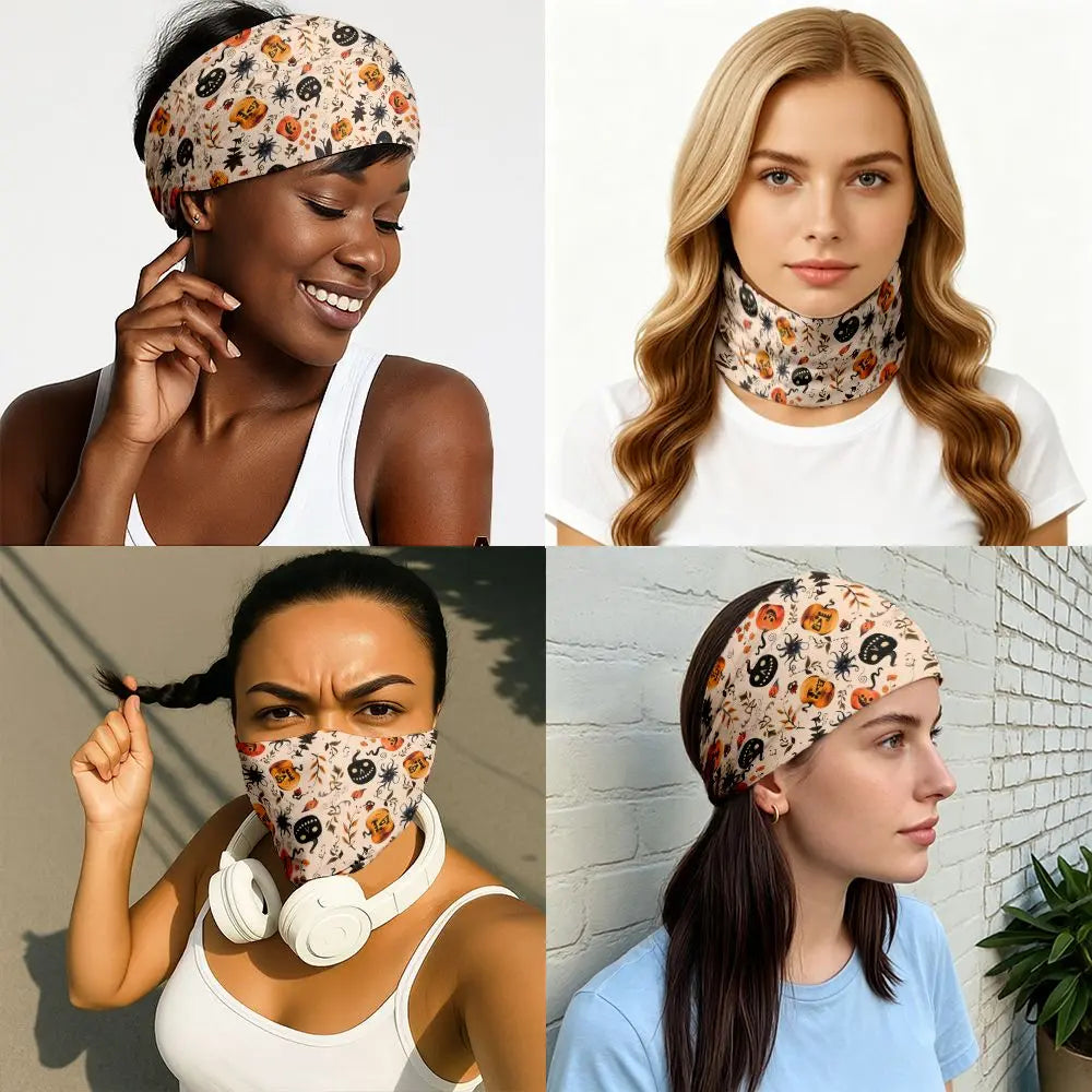 1pc Women's Wide Exercise Headband with Halloween Pumpkin Spider Black Cat Print Printing, Sports Headbands, Stretchy Knot Wraps