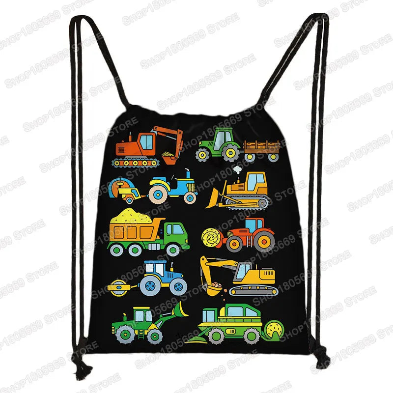 Play with Farm Tractor Print Backpack Teenager Boys Girls Rucksack Women Drawstring Bags for Travel Kids Book Bag Shoes Holder