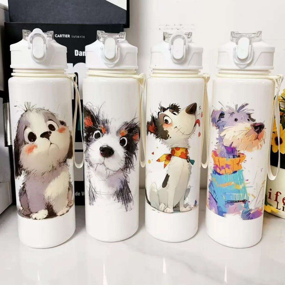 750ml Cute Cartoon Dog Water Bottle Essential for Home Outdoor Travel Camping Sports Ideal Gift for Friends Family Parents