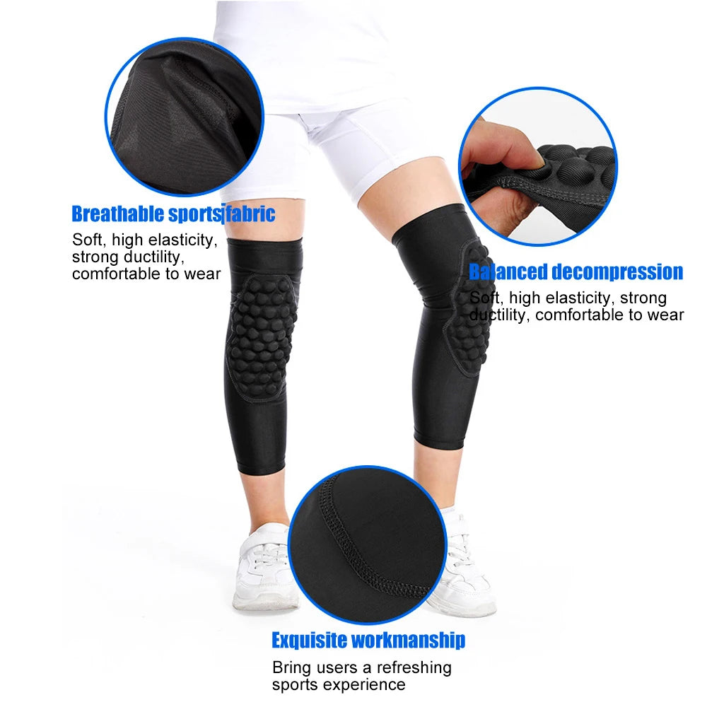 1/2Pcs Honeycomb Knee Support Knee Pads Brace Leg Sleeve Calf Compression Knee Protection For Kids Child Sports Football