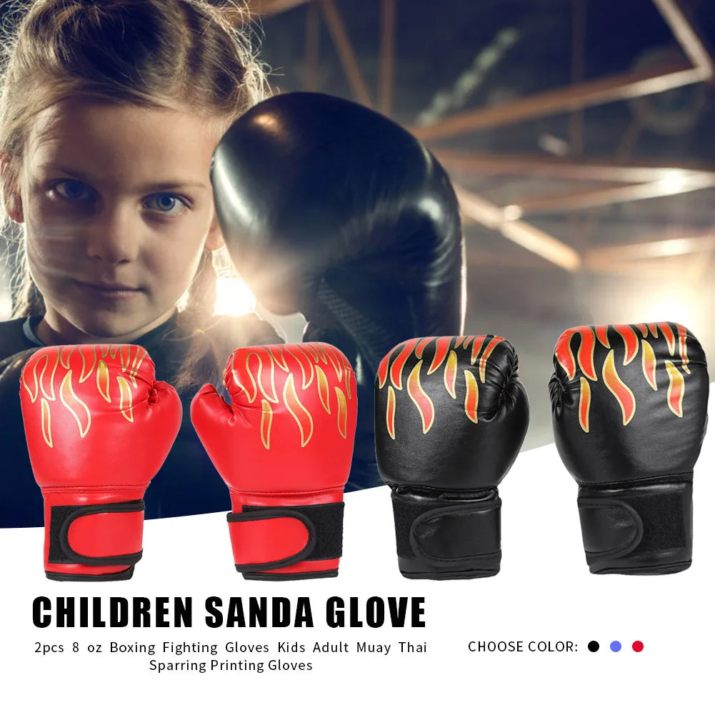 2Pcs Kids Boxing Gloves PU Leather Muay Thai Mitts Breathable Fighting Mitts Taekwondo Mitts for Boys Girls Youth