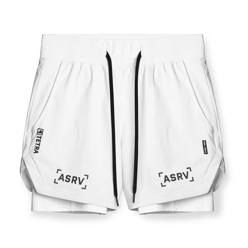 ASRV Mens Quick Dry 2 in 1 Double-deck Shorts Gym Fitness Basketball Jogger Short Pants Summer Sports Workout Bottoms Sweatpants