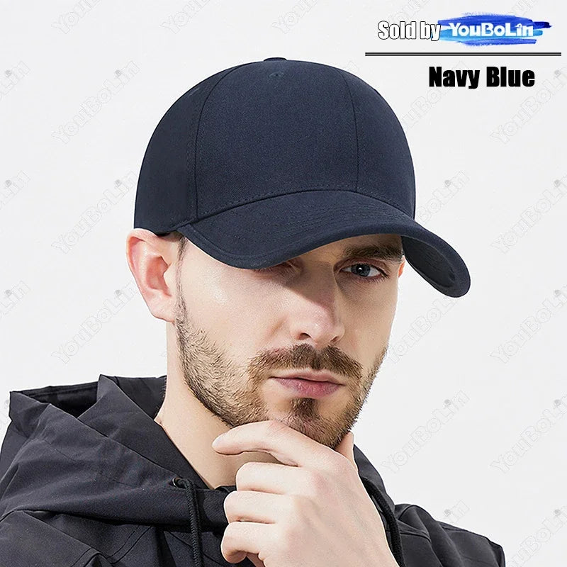 High Quality Simple Style Cotton Wide-Brim Stiff Top Baseball Cap Outdoor Casual Sports Sunshade Duckbill Cap
