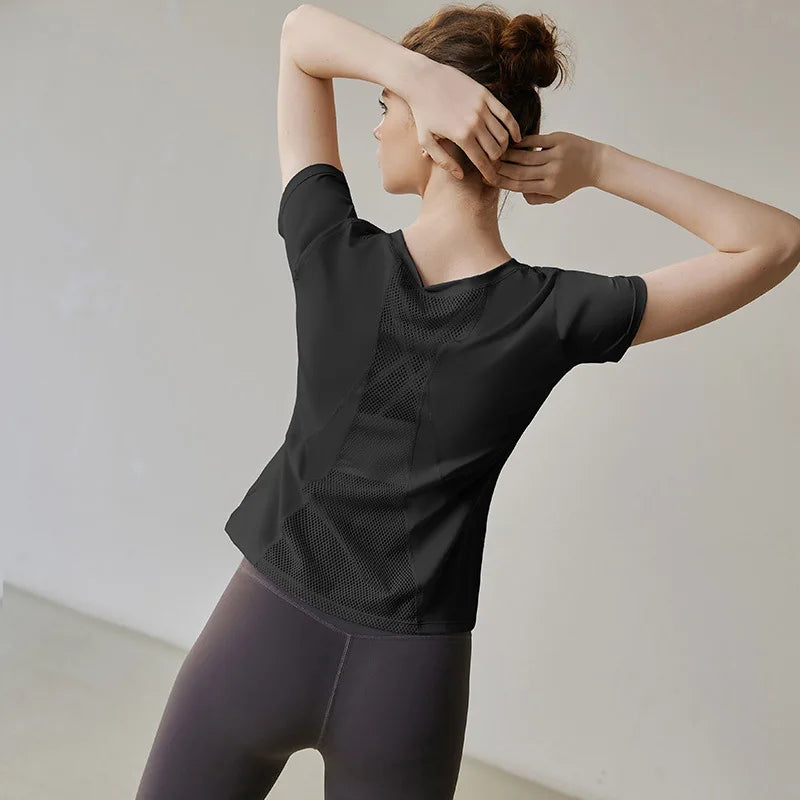 sports T-shirt women's quick-drying summer professional running training fitness top thin breathable yoga clothes short sleeves