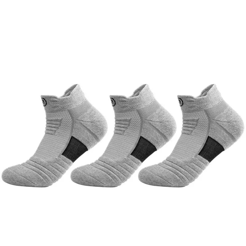 3 Pairs Men Socks Thickened Towel Bottom Professional Running Socks Cycling Sports Socks Black White Socks Short Socks