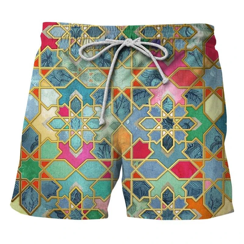 Summer Fashion Classic Colorful Leopard 3D Printed Men's Shorts Unisex Casual Beach Swimming Shorts Quick-dry Surf Board Shorts