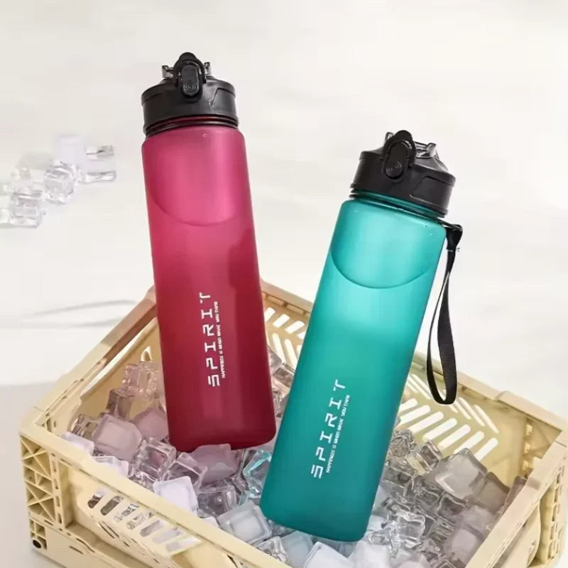 750ML Leak-Proof Sports Water Bottle with Straw and Carrying Loop BPA-Free Portable Mug with Seal Lid for Fitness Camping