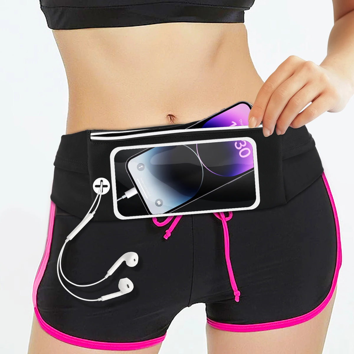 HAISSKY Touch Screen Waist Running Bags For iPhone 17 16 15 14 13 Pro Max 17 Air 16E 15 Plus Elastic Zipper Sports Waist Pack