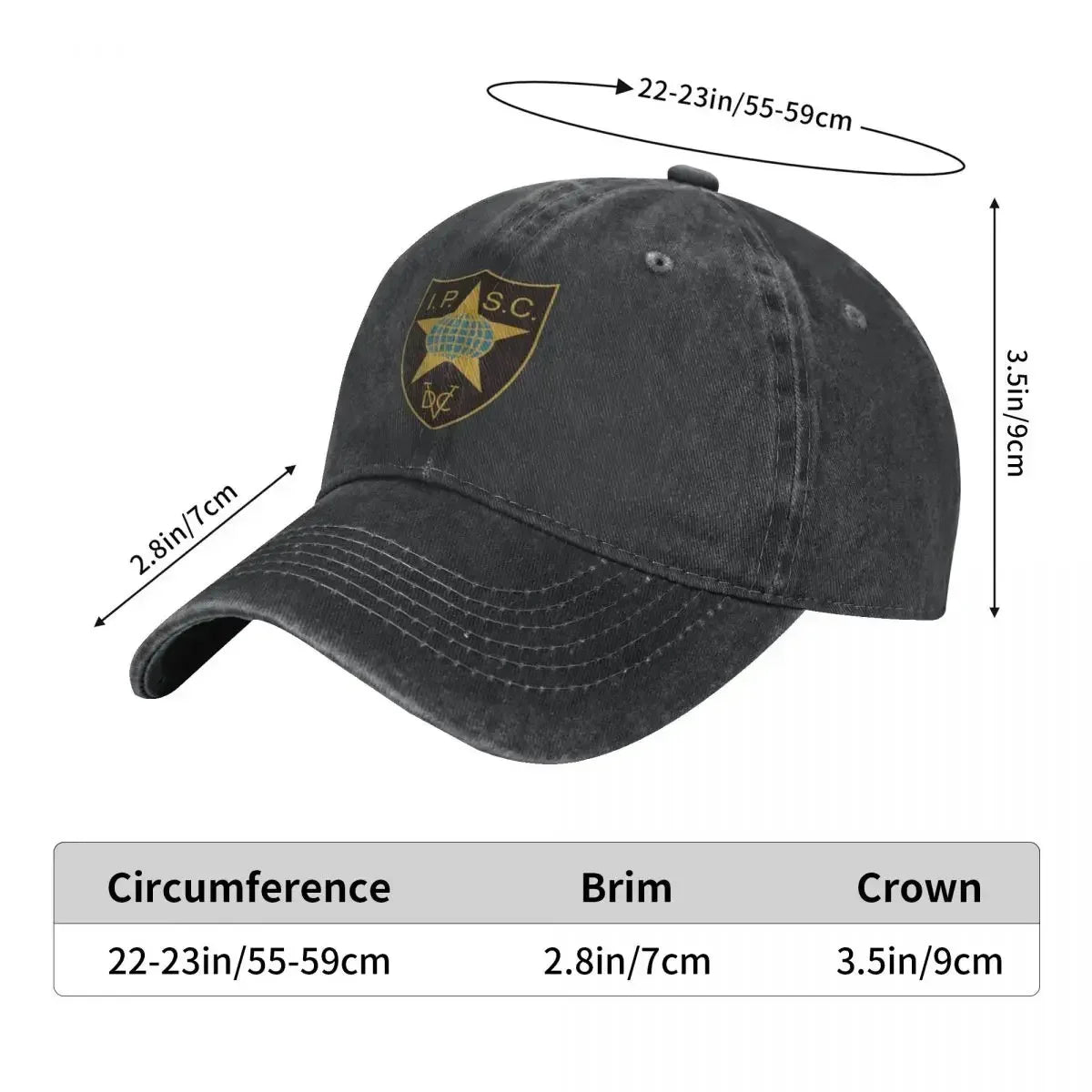 IPSC Baseball Cap UKPSA GUN Street Style Unisex-Teens Washed Trucker Hat Adjustable Custom Logo Hiking Fishing Baseball Caps