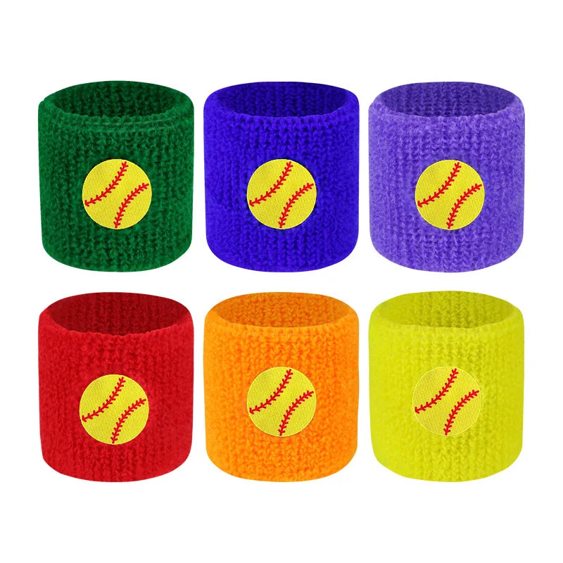 6Pcs Kids Sports Wristbands Colorful Cotton Wristband Sweatband For Children Wrist Protector Football Basketball Tennis Boy Girl