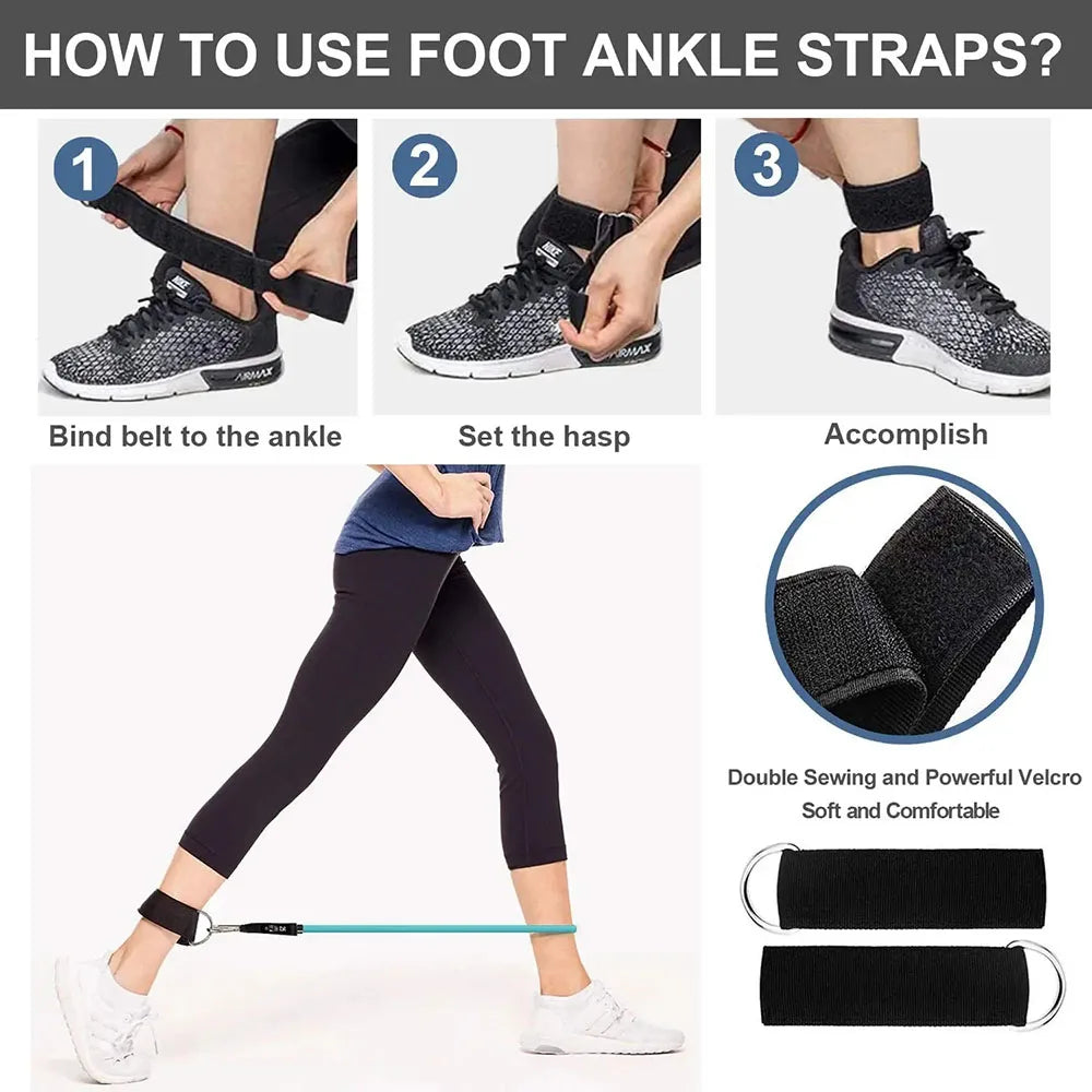 Resistance Bands for Working Out, Exercise Bands with Handles, Pull Rope with Ankle Straps Strength Training Equipment
