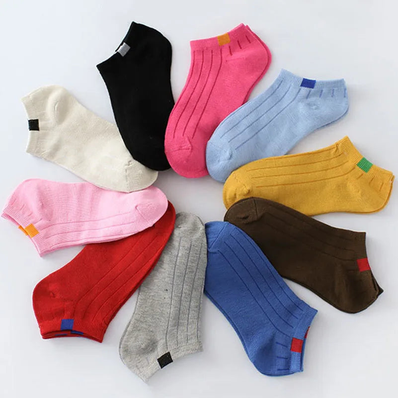 5 Pairs Socks Womens Summer Autumn Socks Women Quality Cotton Cute Set Japanese Style Sports Fashion Short Ankle Socks Harajuku