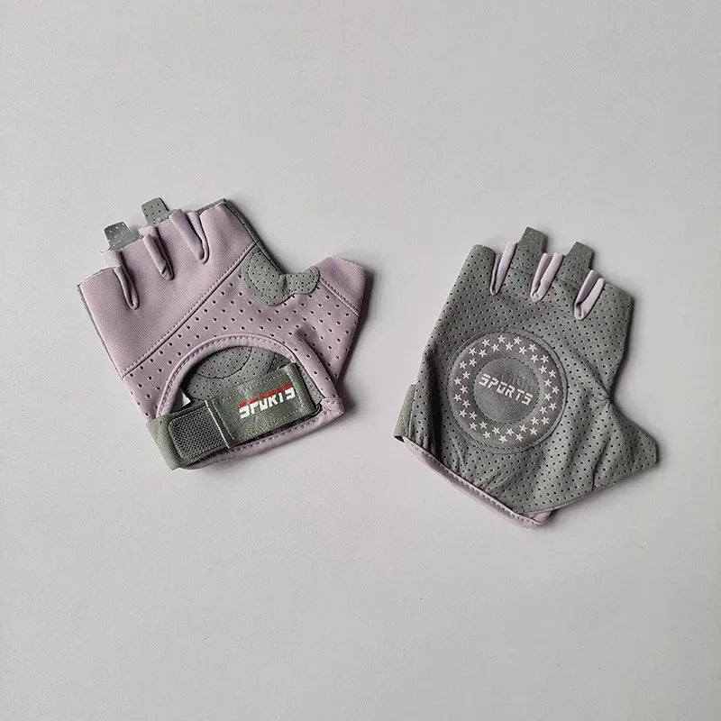 Women's Anti-Slip Fitness Exercise Half Finger Gloves Wear-Resistant Yoga Spinning Bike Sports Training Gloves