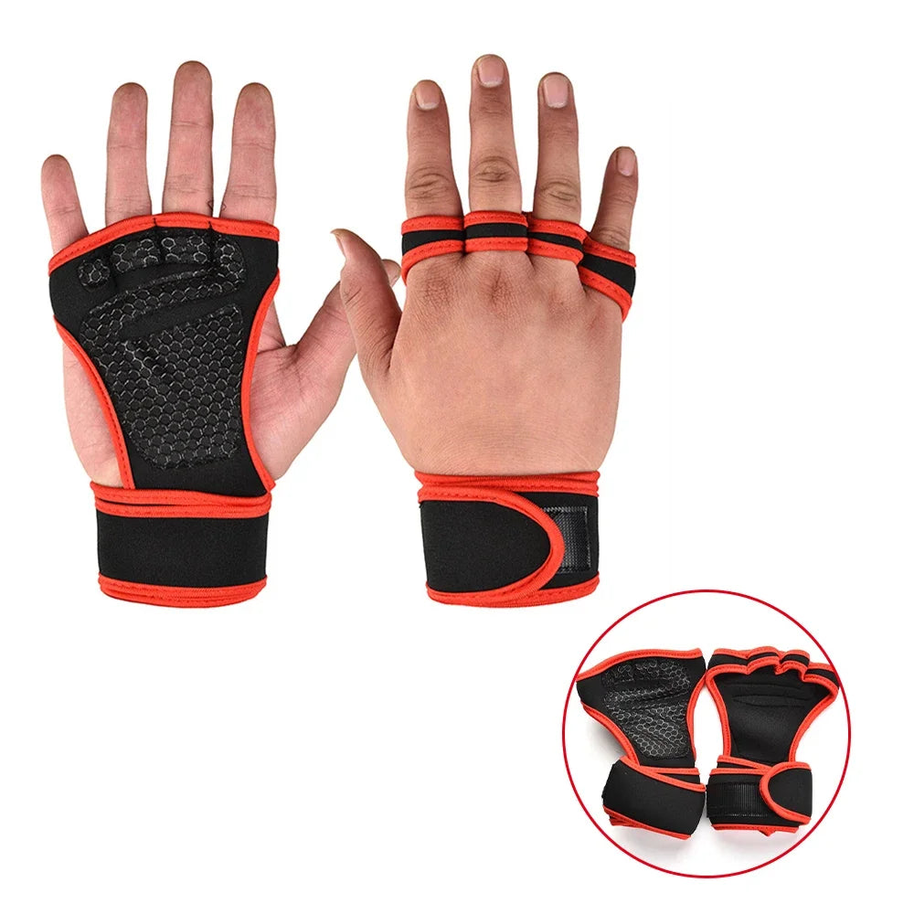 For Men Women Fitness Sports Wrist Palm Protector Gloves Anti-slip Gym Cycling Gloves Black Half Finger Weight Training Gloves