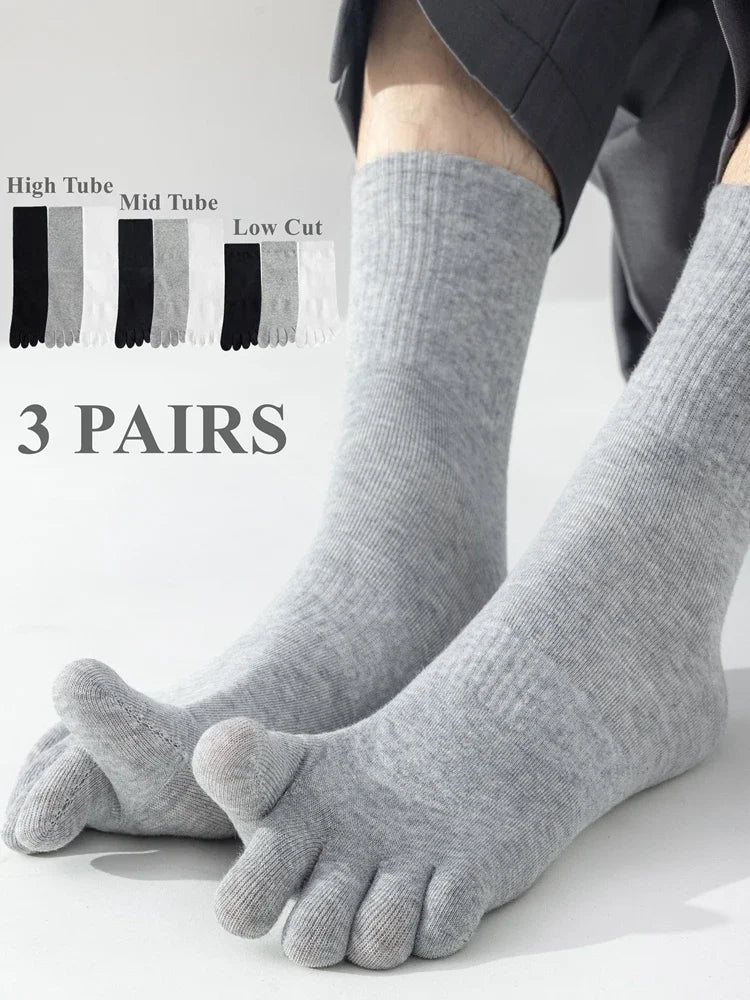 3 Pairs High Quality Cotton Toe Socks Men Five Finger Socks Men Anti-slip Crew Ankle Socks with Separate Fingers Men Comfortable