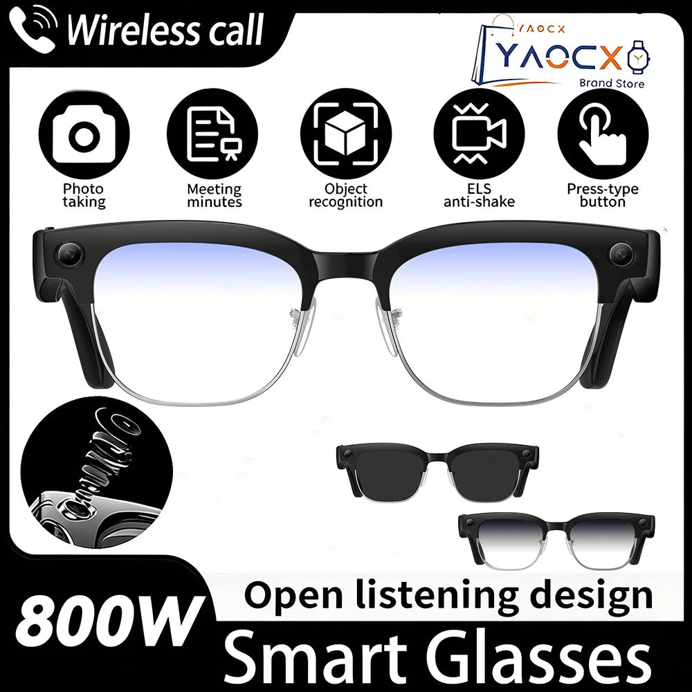 W630 Smart Glasses 800W HD Camera Photo Audio and Video Optical Image Stabilization Voice Wake-up Bluetooth Call Smart Glasses