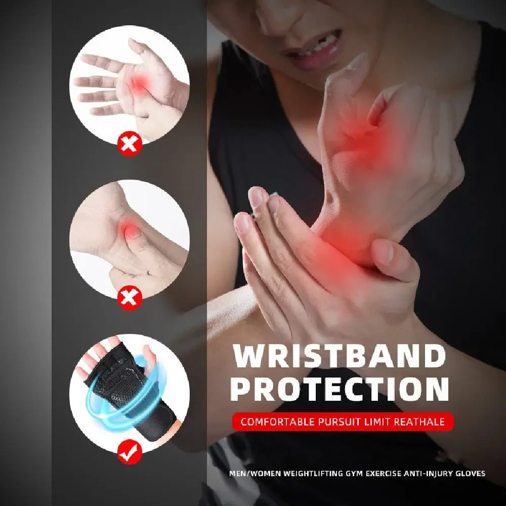 For Men Women Fitness Sports Wrist Palm Protector Gloves Anti-slip Gym Cycling Gloves Black Half Finger Weight Training Gloves