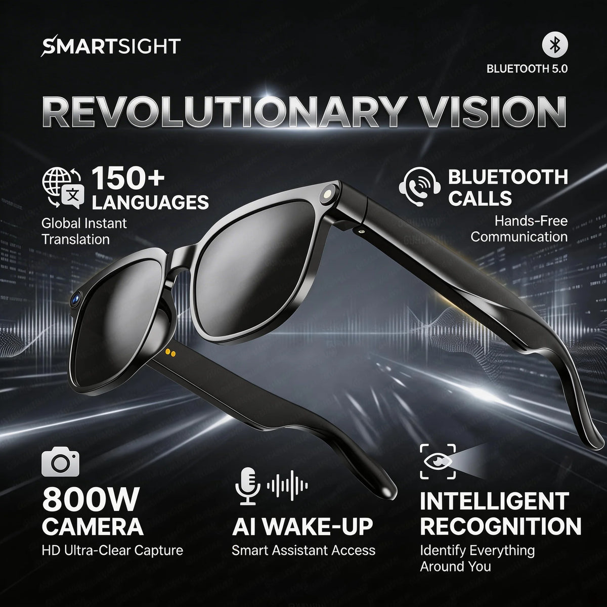 2026 4K 8MP Smart Glasses Men HD Camera 150+Language Translation ChatGPT WIFI Video Recording Bluetooth CallAudio Glasses Women