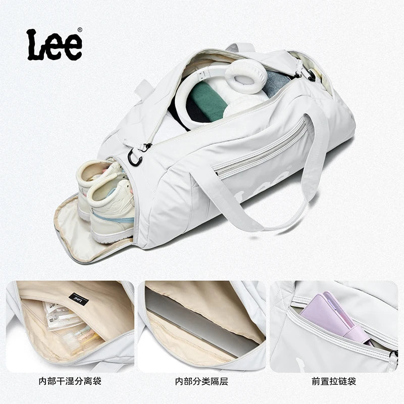 LEE Waterproof Sports Fitness Gym Bag Women Men Large Capacity Yoga Shoe Compartment Dry Pocket Luggage Travel Bag